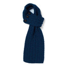 B30245 Color ATLANTIC BLUE Patchwork Aran Wool Throw Front Side Gaelsong