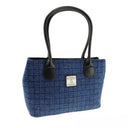 B40175 Classic Harris Tweed Tartan Handbag Blue Basket Gaelsong
