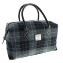 B40223 Handmade Harris Tweed Overnight Bag - Grey Black Tartan Gaelsong