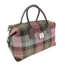 B40223 Handmade Tartan Harris Tweed Overnight Bag Muted Green Gaelsong
