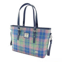 B40241 Handmade Harris Tweed Tote Bag Soft Blue and Pink Tartan Gaelsong