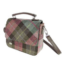 B40243 MUTED GREEN PURPLE TARTAN Colour Harris Tweed Square Shoulder Bag Gaelsong