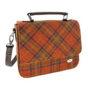 B40243 DEEP ORANGE CHECK Colour Harris Tweed Square Shoulder Bag Gaelsong