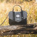 B40248 Black White Colour Handwoven Mini Harris Tweed Satchel Gaelsong
