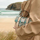 B40248 MINI VERSION ISLANDER Colour Handwoven Harris Tweed Satchel Lifestyle Closeup View Gaelsong