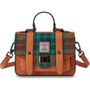 B40248 ORANGE BLUE TARTAN Colour Handwoven Harris Tweed Satchel Gaelsong