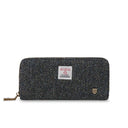 B40250 BLACK GREY HERRINGBONE Colour Handmade Harris Tweed Long Zip Purse Gaelsong