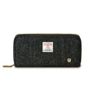 B40250 BLACK HERRINGBONE Colour Handmade Harris Tweed Long Zip Purse Gaelsong