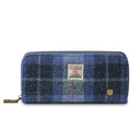 B40250 BLUE TARTAN Colour Handmade Harris Tweed Long Zip Purse Gaelsong
