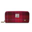 B40250 FUCHSIA TARTAN Colour Handmade Harris Tweed Long Zip Purse Gaelsong