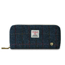 B40250 NAVY OVERCHECK Colour Handmade Harris Tweed Long Zip Purse Gaelsong