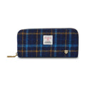 B40250 Navy TARTAN Colour Handmade Harris Tweed Long Zip Purse Gaelsong