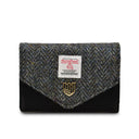 B40251 BLACK GREY SUEDE Colour Handwoven Small Women's Harris Tweed Wallet Gaelsong