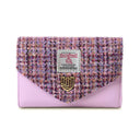 B40251 VIOLET MINI DOGTOOTH Colour Handwoven Small Women's Harris Tweed Wallet Gaelsong