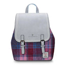 B40252 PINK BLUE TARTAN Colour Ladies Harris Tweed Jura Backpack Gaelsong