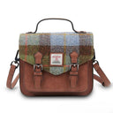 B40254 Handmade Harris Tweed Satchel Bag Chestnut Blue Gaelsong