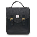 B40255 Ladies Handwoven Scottish Harris Tweed Backpack Black Herringbone Gaelsong