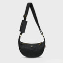B40262 Scottish Handwoven Harris Tweed Shoulder Bag Black Herringbone Gaelsong