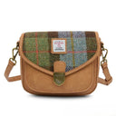 B40265 Authentic Handwoven Harris Tweed Saddle Bag Chestnut Blue Gaelsong