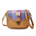 B40265 Authentic Handwoven Harris Tweed Saddle Bag Pink Blue Gaelsong