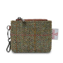 B40271 CHESTNUT HERRINGBONE Colour Handwoven Harris Tweed Zip Card Wallet Gaelsong