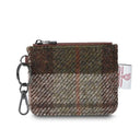 B40271 CHESTNUT TARTAN Colour Handwoven Harris Tweed Zip Card Wallet Gaelsong