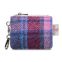B40271 PINK BLUE Colour Handwoven Harris Tweed Zip Card Wallet Gaelsong