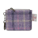 B40271 PURPLE TARTAN Colour Handwoven Harris Tweed Zip Card Wallet Gaelsong