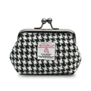 B40272 BLACK AND WHITE DOGTOOTH Colour Handwoven Harris Tweed Zip Card Wallet Gaelsong