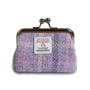 B40272 PURPLE TARTAN Colour Handwoven Harris Tweed Zip Card Wallet Gaelsong