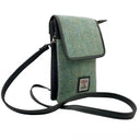 B40277 Women's Harris Tweed Mini Crossbody Bag Turquoise Herringbone Gaelsong