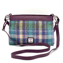 B40278 Ladies Large Harris Tweed Square Shoulder Bag Green Purple Gaelsong