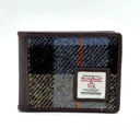 B40281 Men's Handwoven Harris Tweed Bifold Coin Wallet Blue Brown Gaelsong