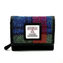 B40282 Handcrafted Harris Tweed Trifold Wallet Blue Pink Gaelsong