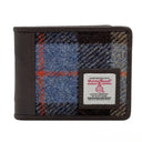 B40288 Harris Tweed Trifold Wallet With Coin Pocket Blue Brown Gaelsong