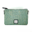 B40290 Handwoven Genuine Harris Tweed Zip Purse Turquoise Herringbone Gaelsong