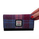 B40292 Women's Handmade Harris Tweed Long Wallet Pastel Pink Gaelsong
