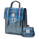 Genuine Harris Tweed Backpack with Matching Wallet Set 1 Blue Gaelsong