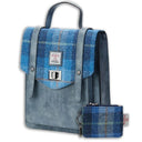 Genuine Harris Tweed Backpack with Matching Wallet Set 2 Blue Gaelsong