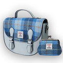 Authentic Harris Tweed Purse with Matching Mini Wallet Blue set 1 Gaelsong