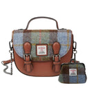 Authentic Harris Tweed Purse with Matching Mini Wallet Chesnut Blue set 1 Gaelsong