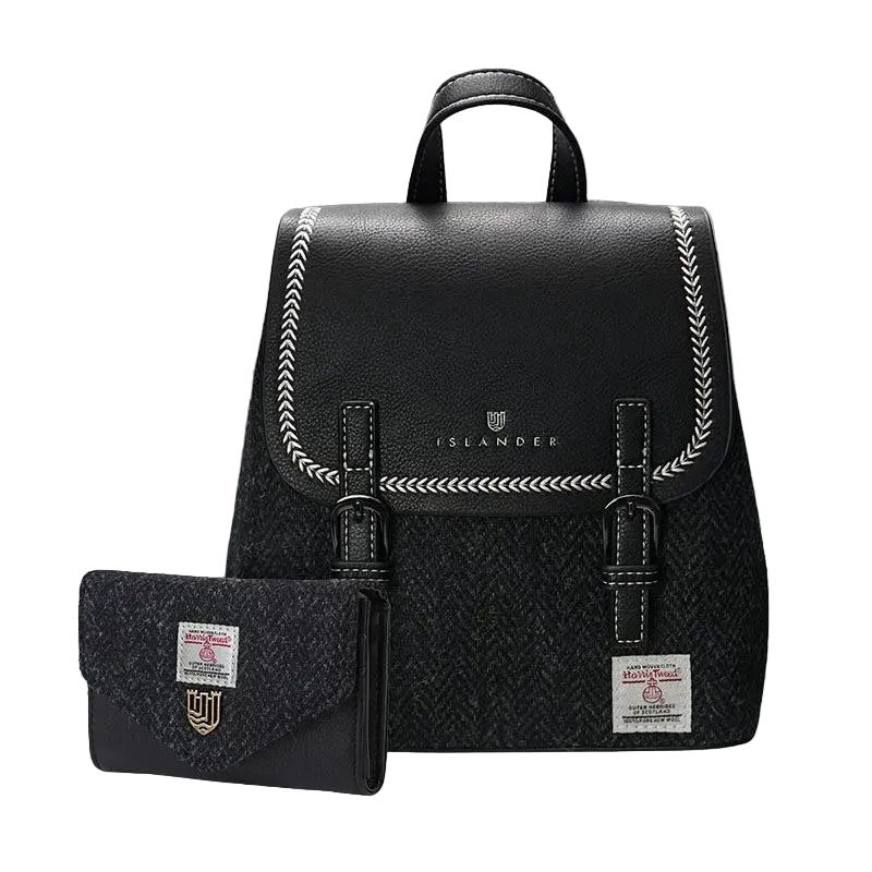 Harris Tweed Backpack Set with Card Wallet & Coin Purse Mini Harris Tweed Jura Backpack | Gaelsong – GaelSong main image 4