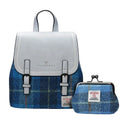 Women's Scottish Tweed Backpack & Purse Gift Set 3 Blue Gaelsong