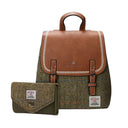 Women's Scottish Tweed Backpack & Purse Gift Set 1 Chesnut Herringbone Gaelsong