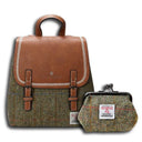 Women's Scottish Tweed Backpack & Purse Gift Set 3 Chesnut Blue Gaelsong