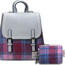 Women's Scottish Tweed Backpack & Purse Gift Set 2 Pink Gaelsong