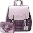 Women's Scottish Tweed Backpack & Purse Gift Set 1 Violet Gaelsong