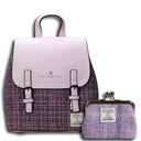 Women's Scottish Tweed Backpack & Purse Gift Set 3 Violet Gaelsong