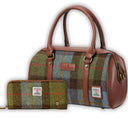 Traditional Harris Tweed Bag and Purse Matching Set 1 Chesnut Blue Gaelsong
