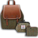 Tartan Islander Harris Tweed Backpack & Wallet Gift Set 3 Chesnut Herringbone Gaelsong